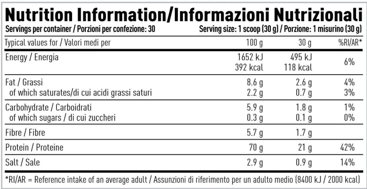 Per4m Plant Protein 900g — Chocolate Mint — manufacturer nutrition panel, 30g serving, 30 servings