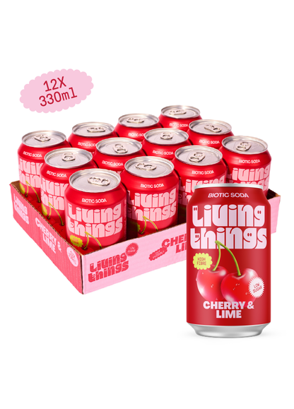 Living Things Prebiotic Soda 12x330ml - Cherry & Lime