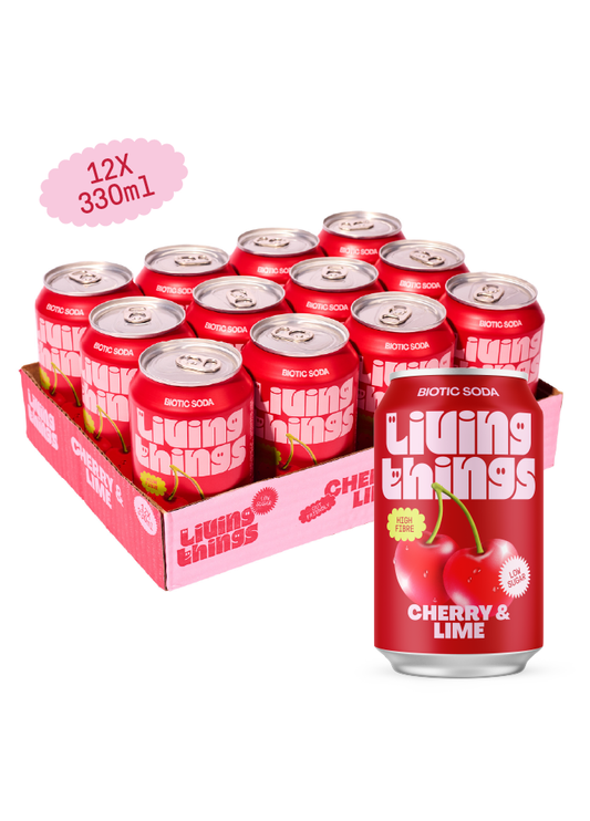 Living Things Prebiotic Soda 12x330ml - Cherry & Lime