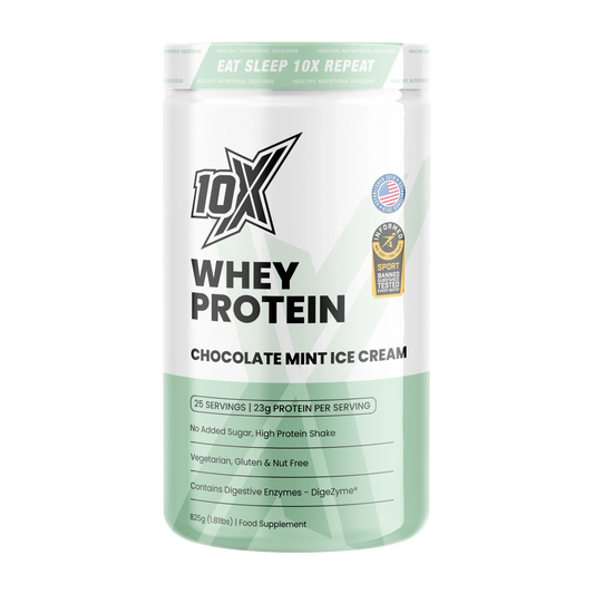 10X Athletic 10X Whey Protein 825g Chocolate Mint Ice Cream packshot