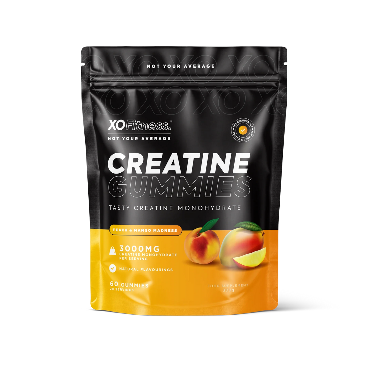 XO Fitness Gummies Dual Flavour 60 Gummies Peach & Mango packshot