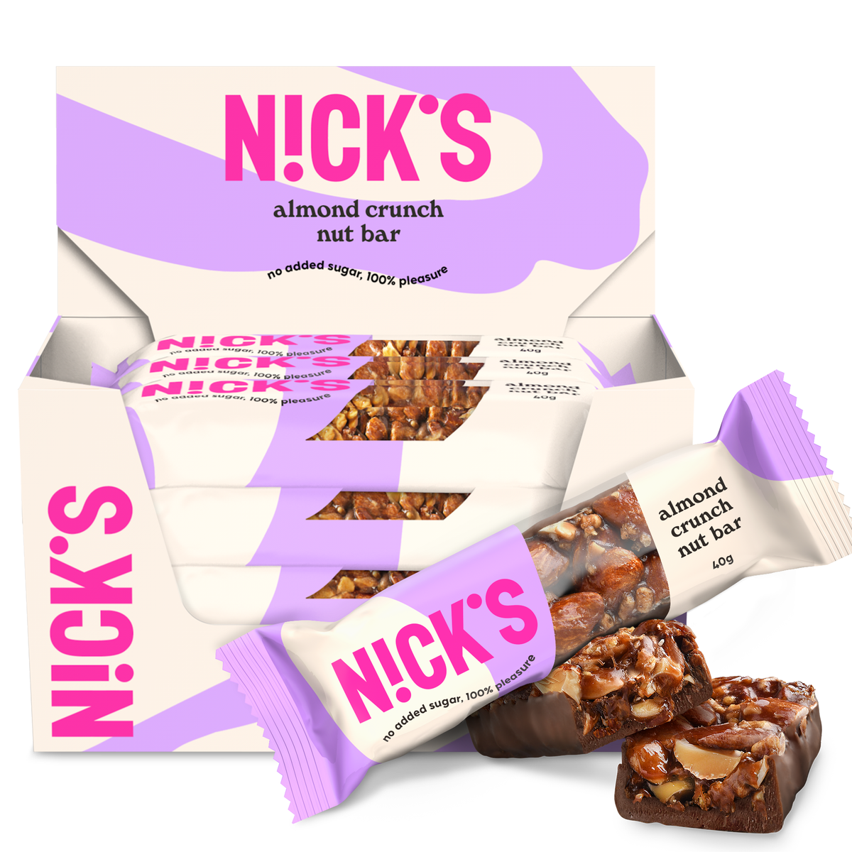 NICK'S Nut Bar 12x40g - Almond Crunch product packaging