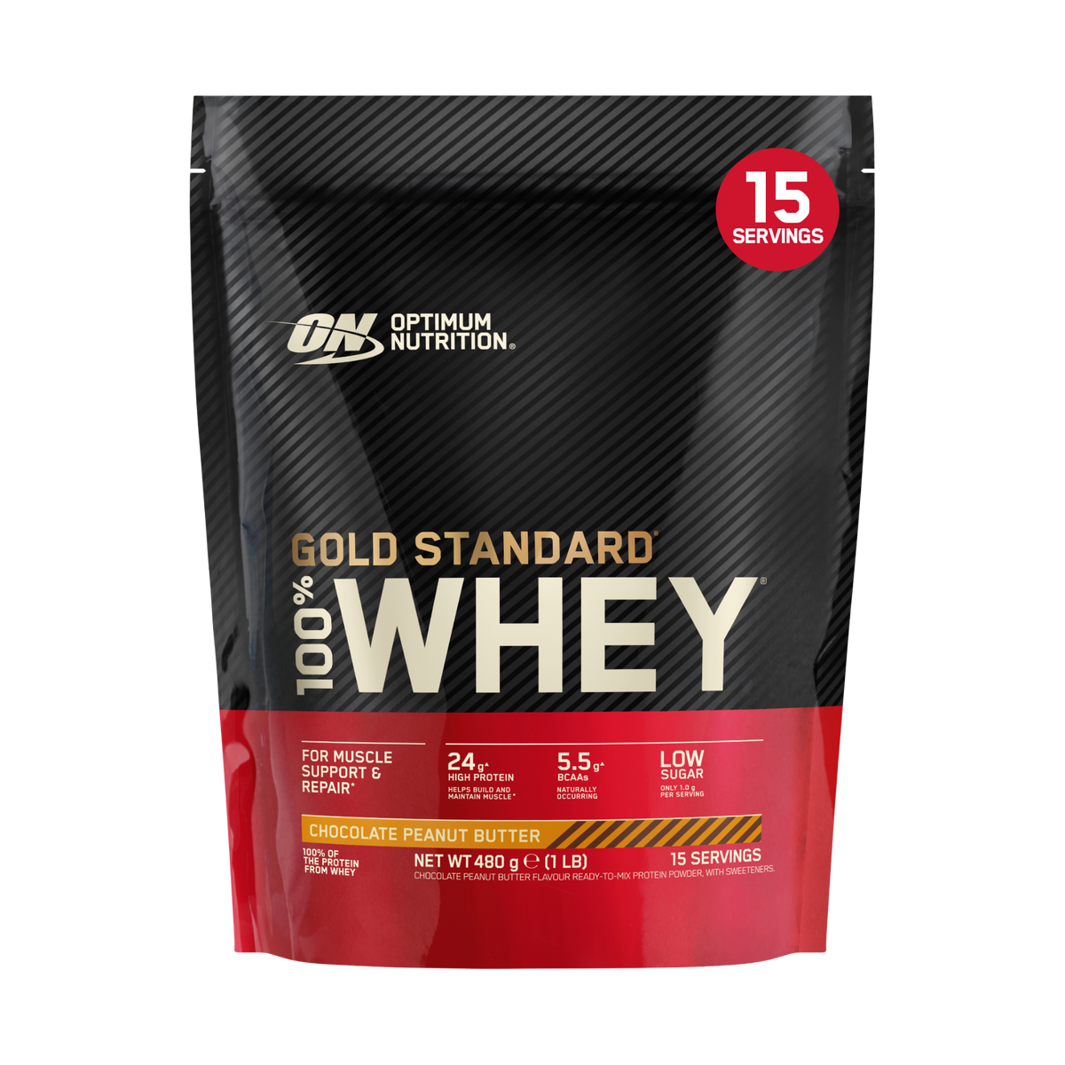 Optimum Nutrition Gold Standard 100% Whey 480g Chocolate Peanut Butter packshot