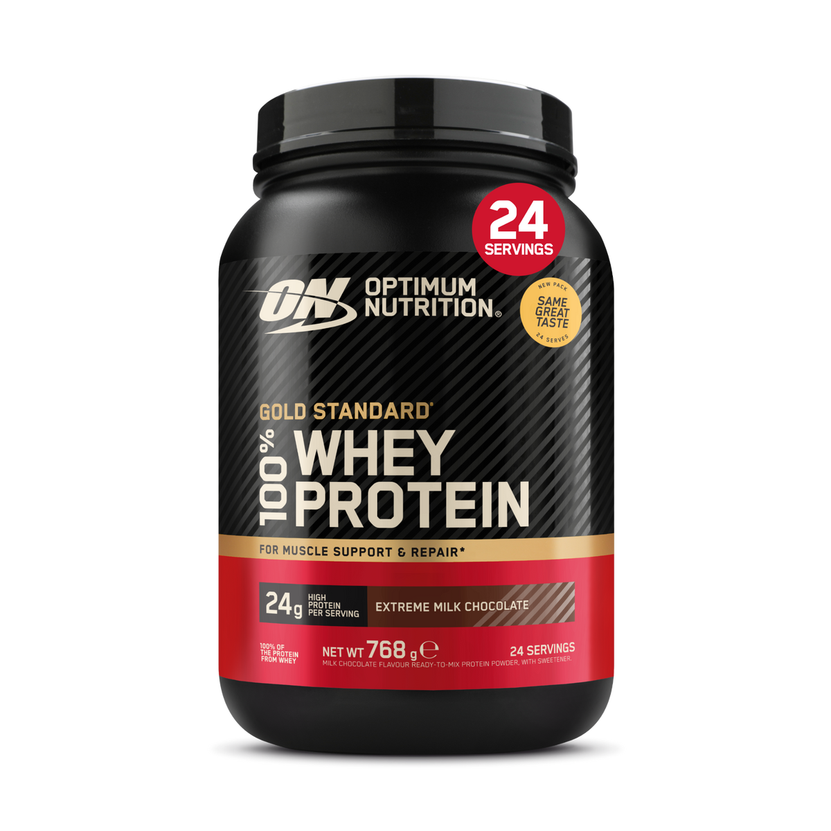 Optimum Nutrition Gold Standard 100% Whey 768g Extreme Milk Choc packshot
