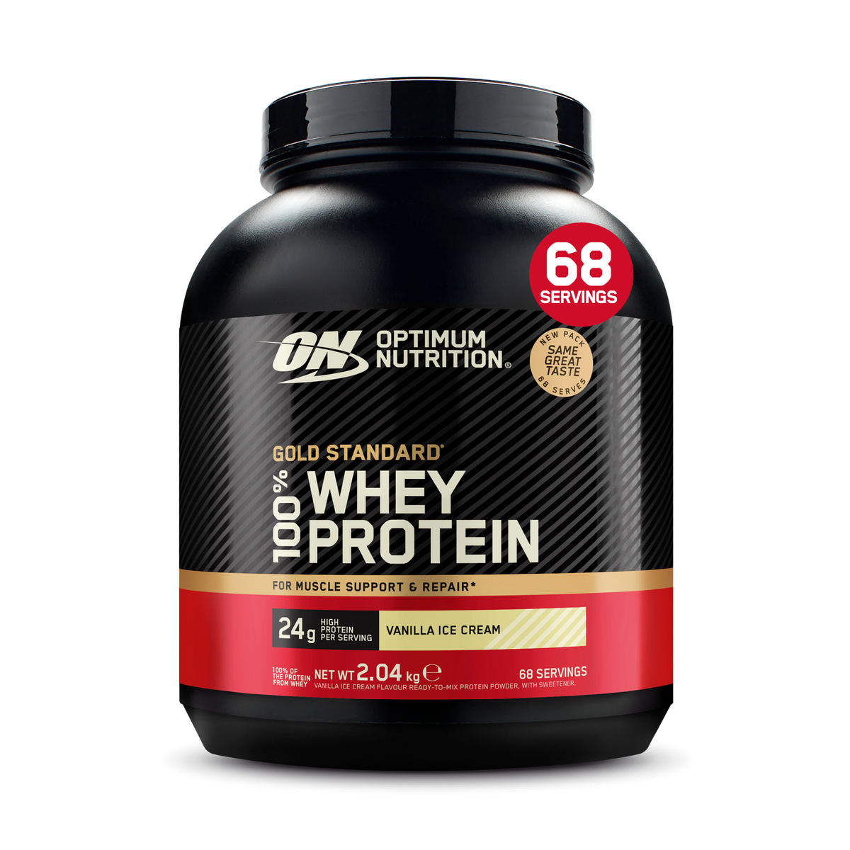 Optimum Nutrition Gold Standard 100% Whey 2.04kg Vanilla Ice Cream packshot