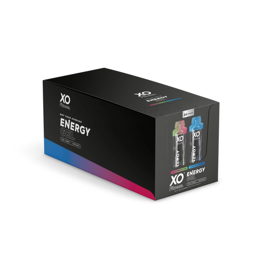 XO Fitness Gels 24x70g Strawberry & Lime / Blue Raspberry packshot