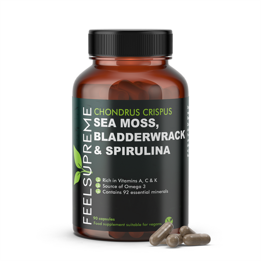 Feel Supreme Seamoss with Bladderwrack and Spirulina | 90 Veg Caps — FEL026