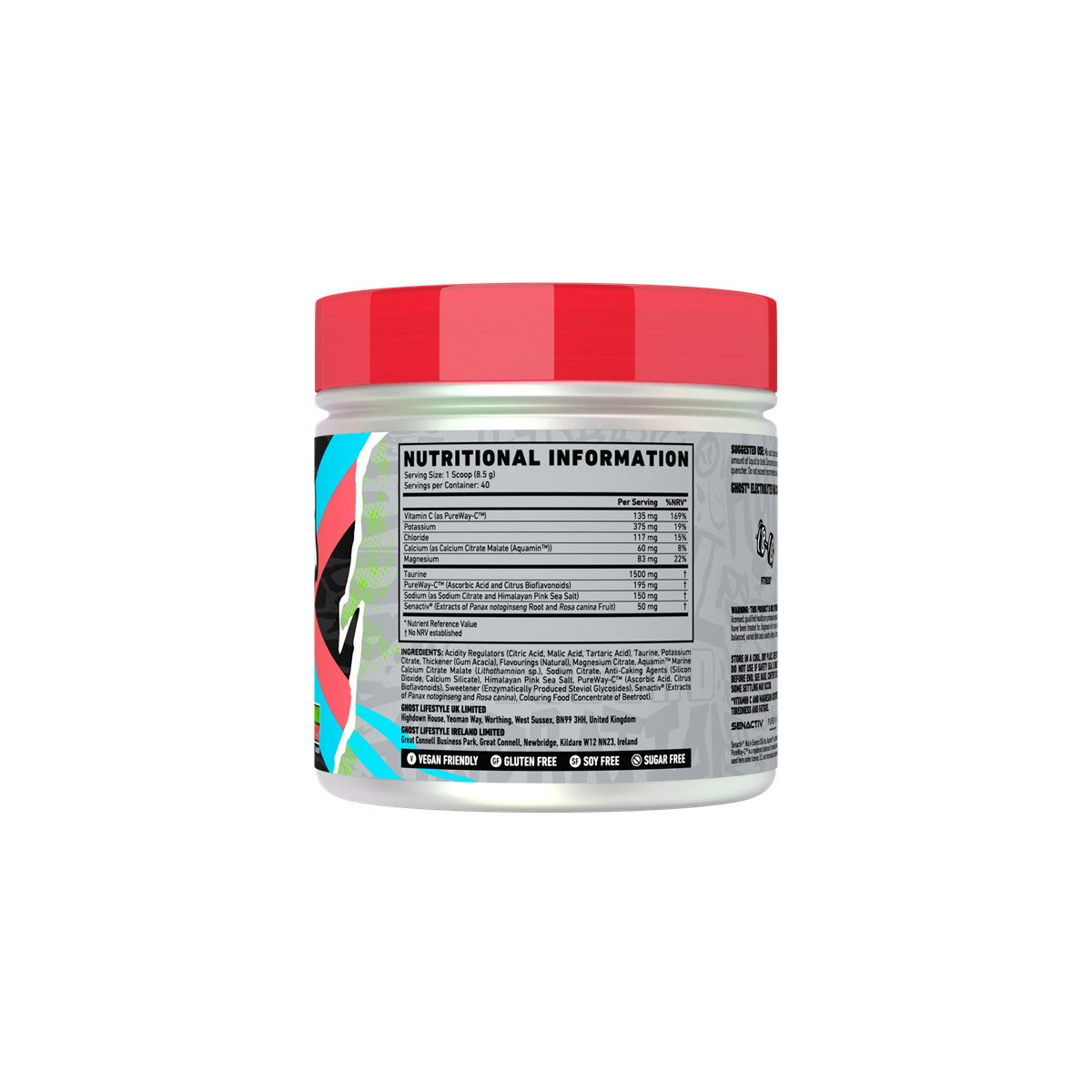 Ghost Electrolytes 340g tub back label