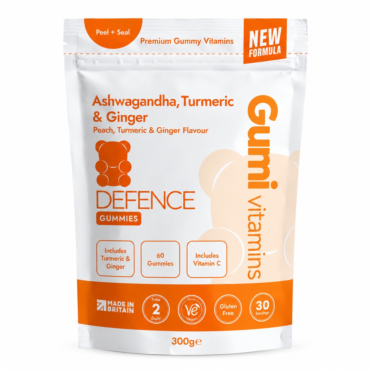 Gumi Vitamins DEFENCE Ashwagandha, Turmeric & Ginger Gummies 300g pouch