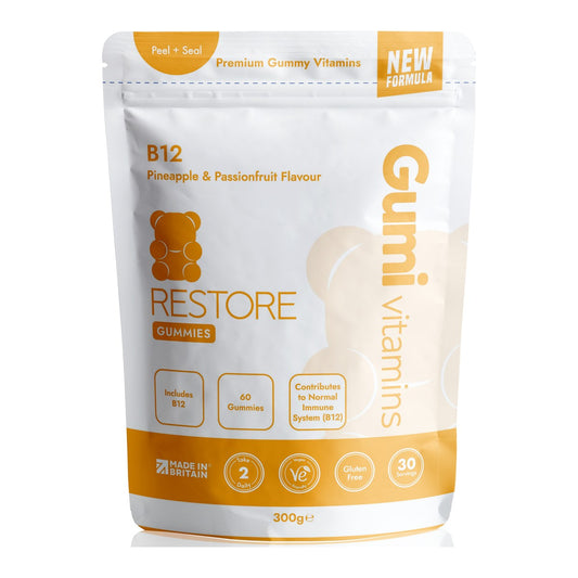 Gumi Vitamins RESTORE B12 Gummies 300g Pineapple & Passionfruit pouch