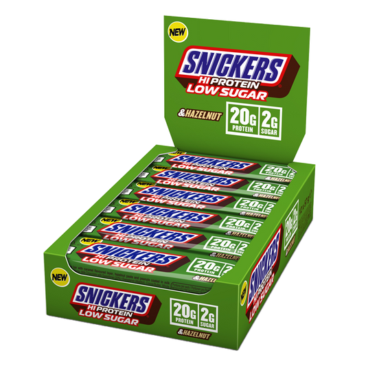 Mars Snickers Low Sugar High Protein Bar 12x57g - Hazelnut Milk Chocolate product packaging