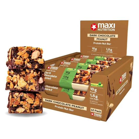 MaxiNutrition Nut Protein Bar 12x46g Dark Choc Peanut packshot