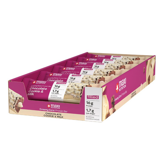 MaxiNutrition Creamy Core Protein Bar 12x45g - Chocolate Cookie & Milk product packaging