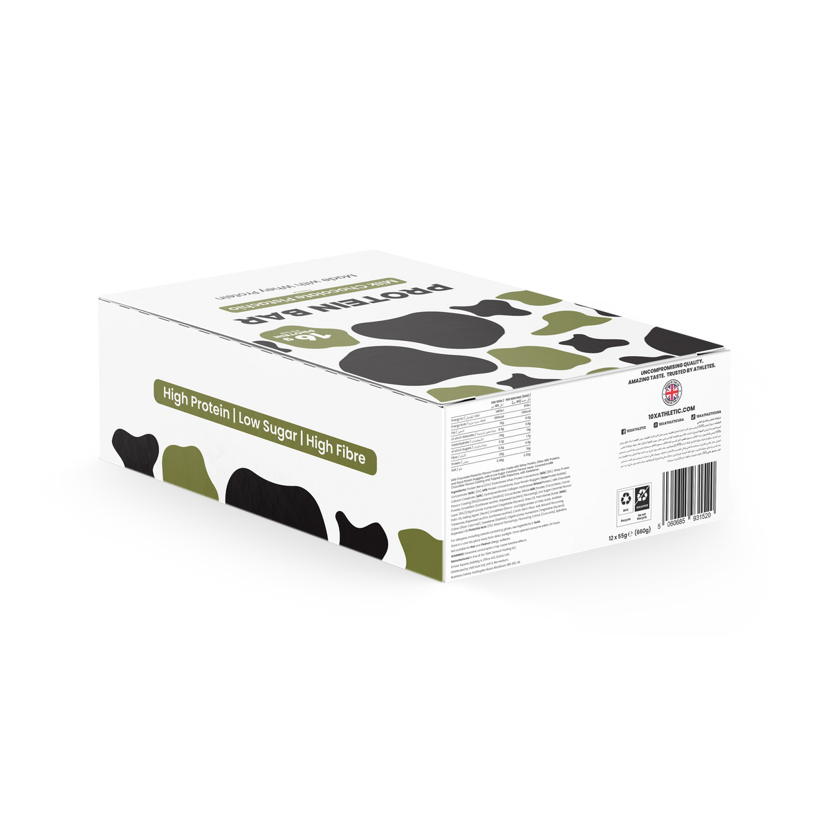 10X Athletic Protein Bar 12x55g Milk Chocolate Pistachio nutrition