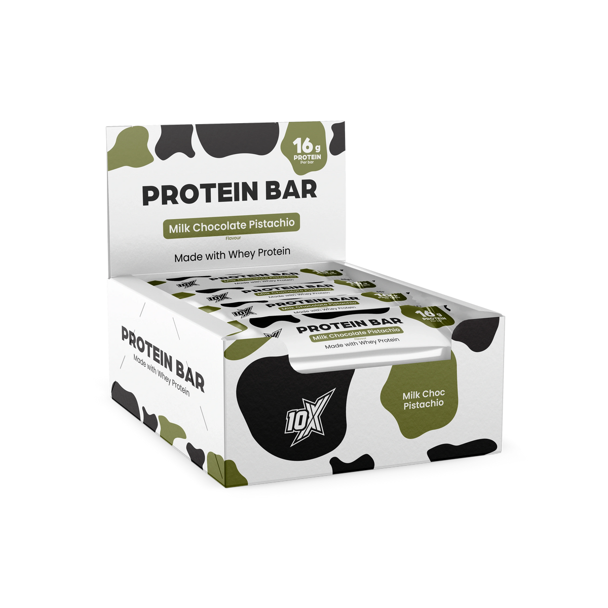 10X Athletic Protein Bar 12x55g Milk Chocolate Pistachio box