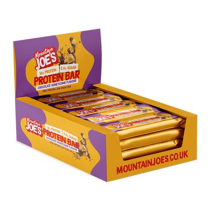 Mountain Joe's Protein Bar 12x55g - Chocolate Honeycomb product packaging