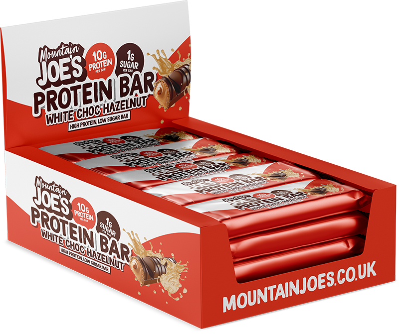 Mountain Joe's Protein Bar 12x35g - White Chocolate Hazelnut product packaging