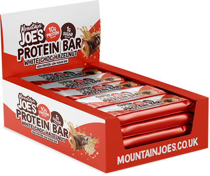 Mountain Joe's Protein Bar 12x35g - White Chocolate Hazelnut product packaging