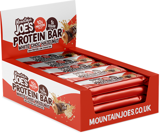 Mountain Joe's Protein Bar 12x35g - White Chocolate Hazelnut product packaging