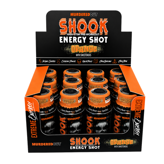 Murdered Out Shook Energy Shot 12x60ml - Orange product packaging