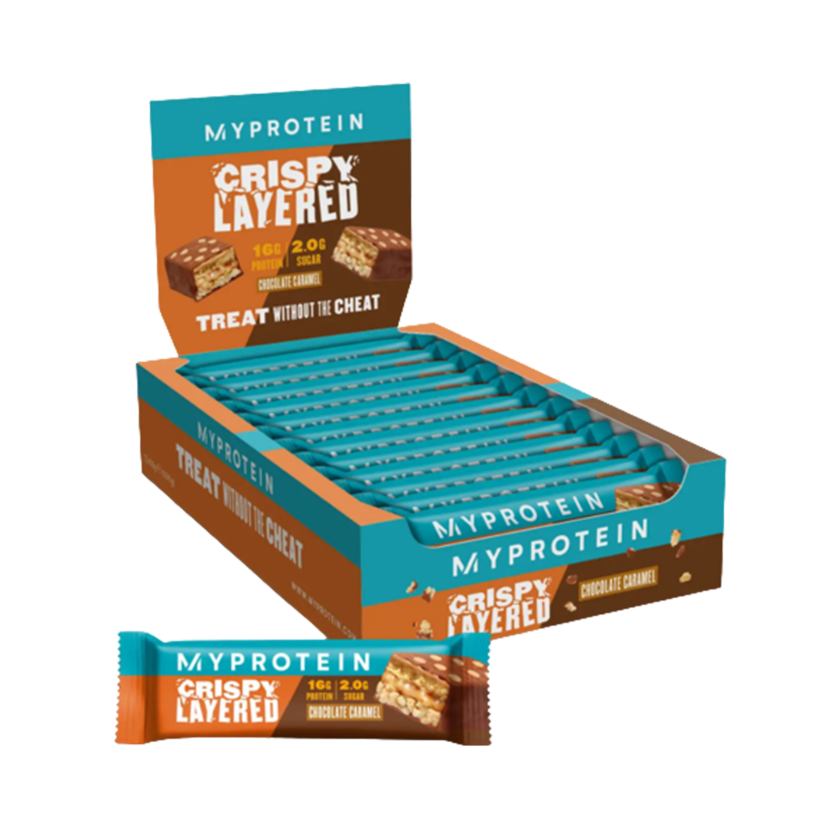MyProtein Crispy Layered Protein Bar 12x58g - Chocolate Caramel product packaging