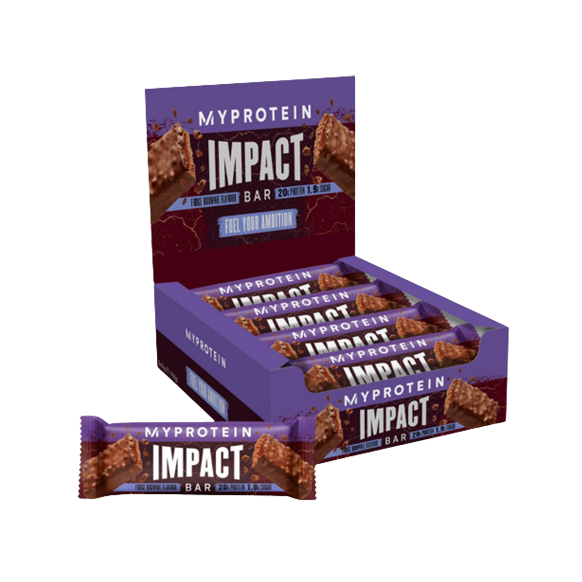 MyProtein Impact Protein Bar 12x64g - Fudge Brownie product packaging