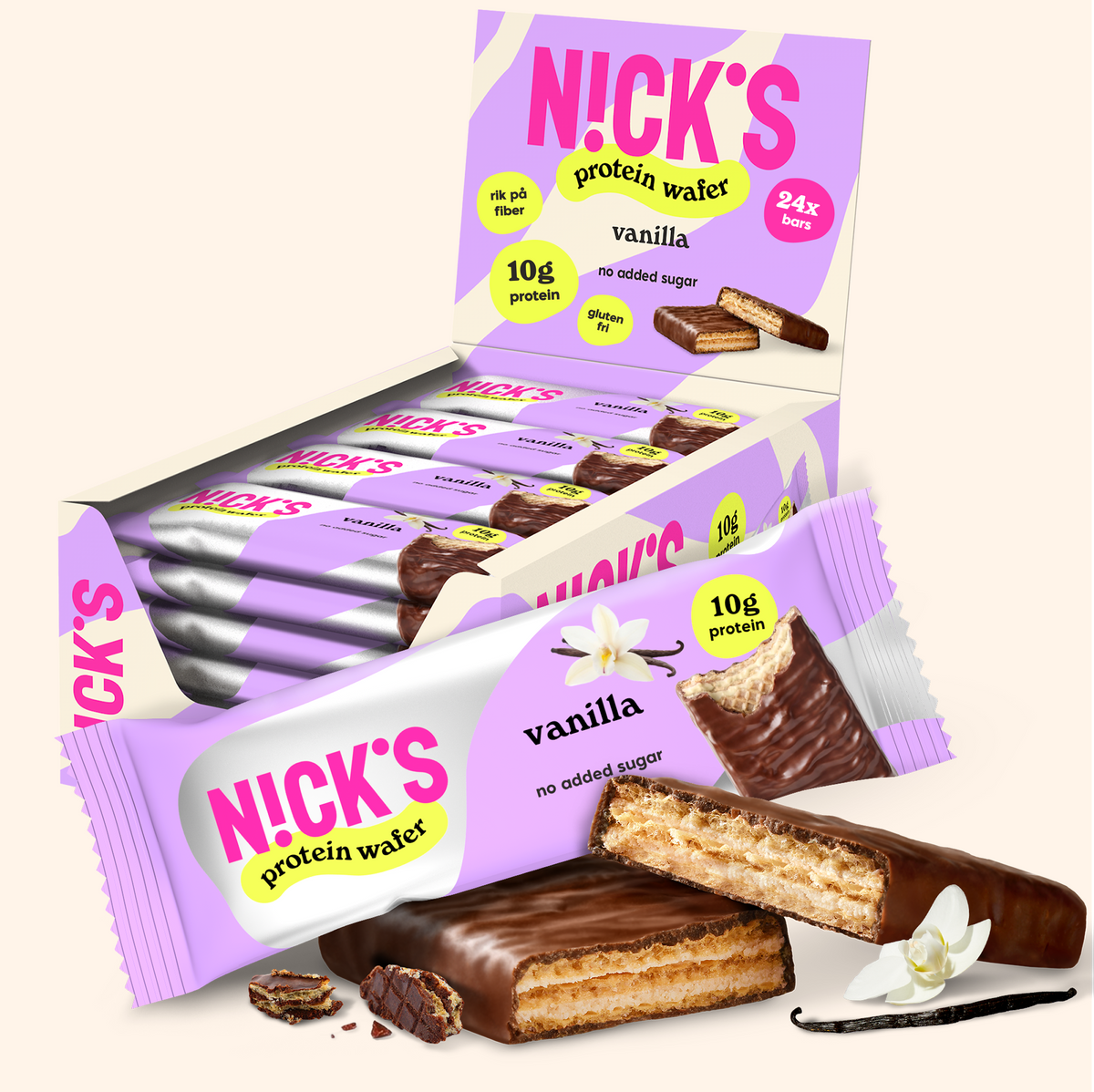 NICK'S Protein Wafer 24x40g - Vanilla product packaging