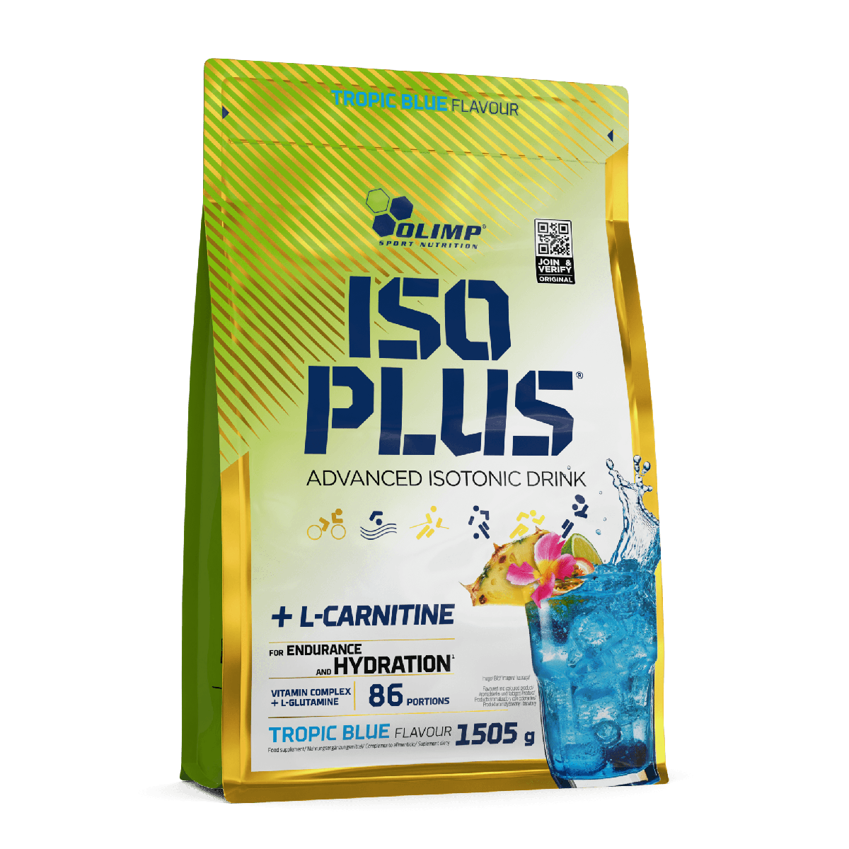 Olimp Sport Nutrition Iso Plus 1505g — Tropic Blue — product front
