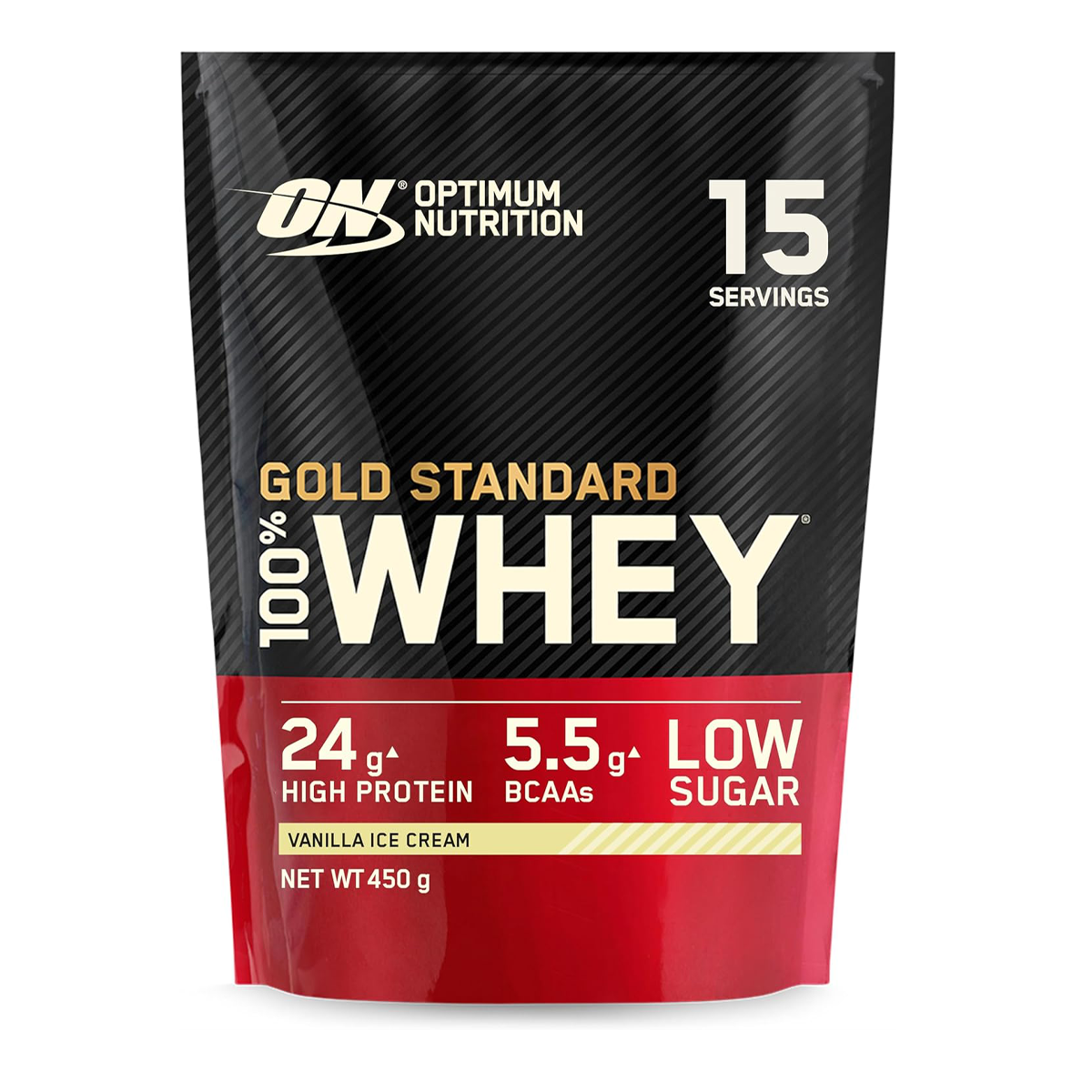 Optimum Nutrition Gold Standard 100% Whey 450g - Vanilla Ice Cream product packaging