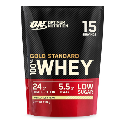 Optimum Nutrition Gold Standard 100% Whey 450g - Vanilla Ice Cream product packaging