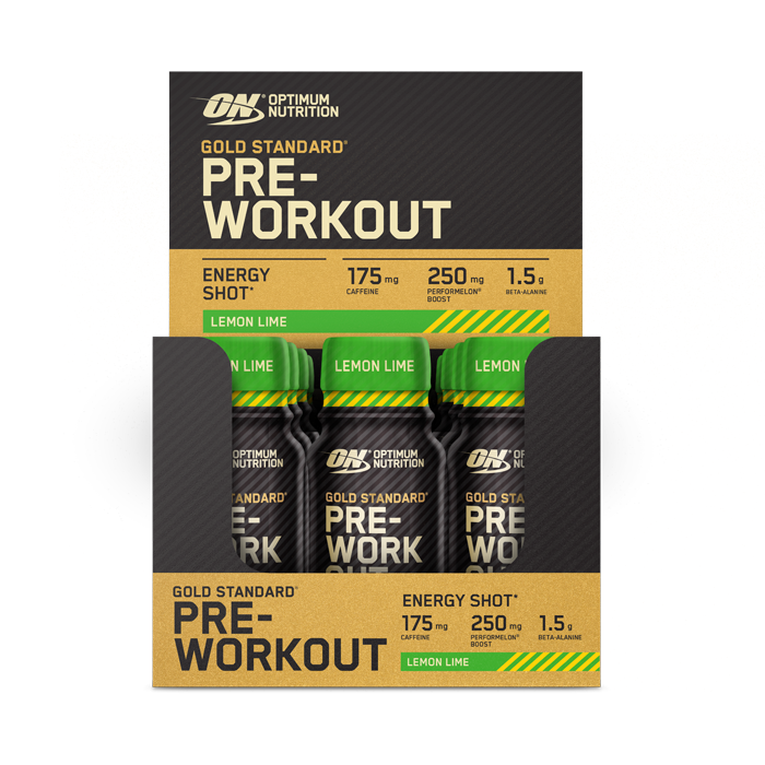Optimum Nutrition Gold Standard Pre-Workout Shot 12x60ml - Lemon & Lime product packaging