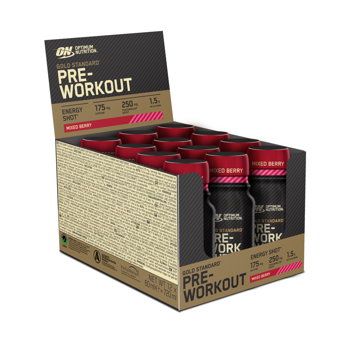 Optimum Nutrition Gold Standard Pre-Workout Shot 12x60ml — Mixed Berry — product front