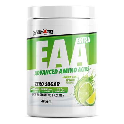 Per4m EAA XTRA 420g — Lemon Lime Splash — front of tub