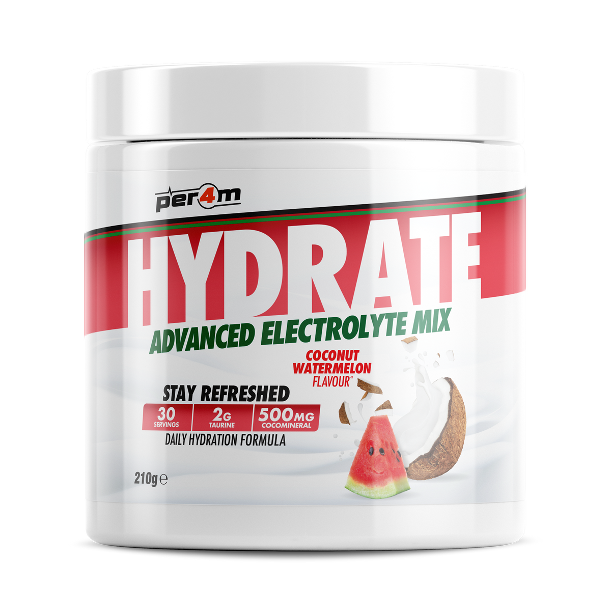 Per4m Hydration 210g — Coconut Watermelon — front of tub
