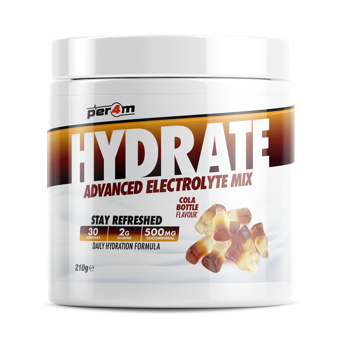 Per4m Hydration 210g — Cola Bottle — front of tub