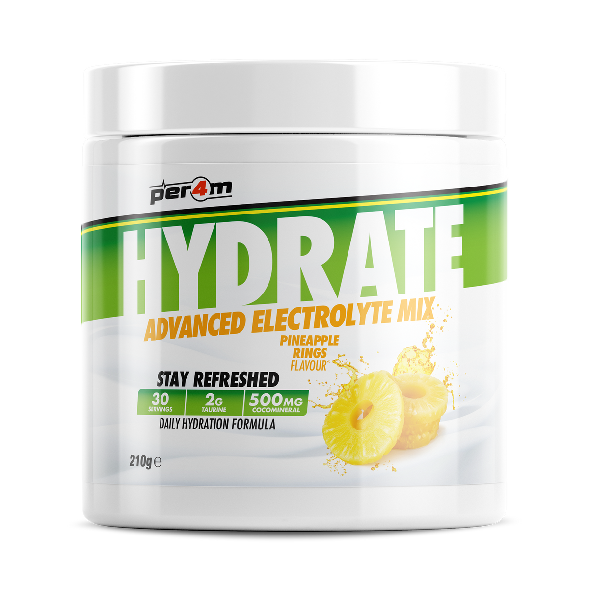 Per4m Hydration 210g — Pineapple Rings — front of tub