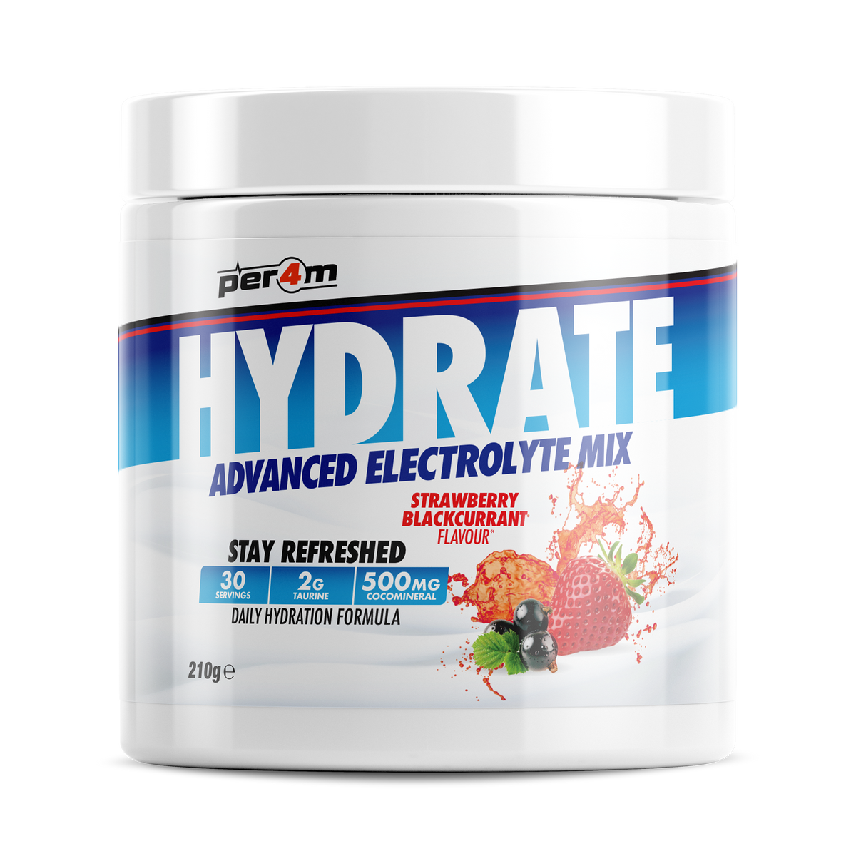 Per4m Hydration 210g — Strawberry Blackcurrant — front of tub