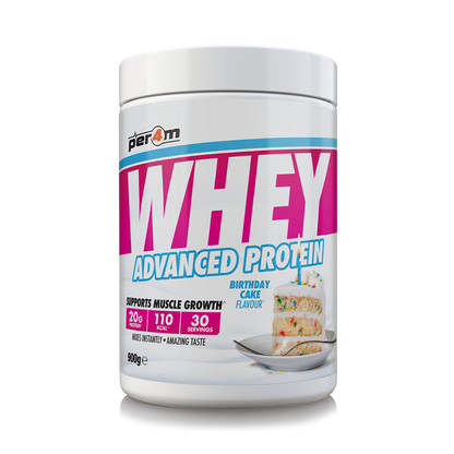 Per4m Advanced Whey Protein 900g - Birthday Cake product packaging
