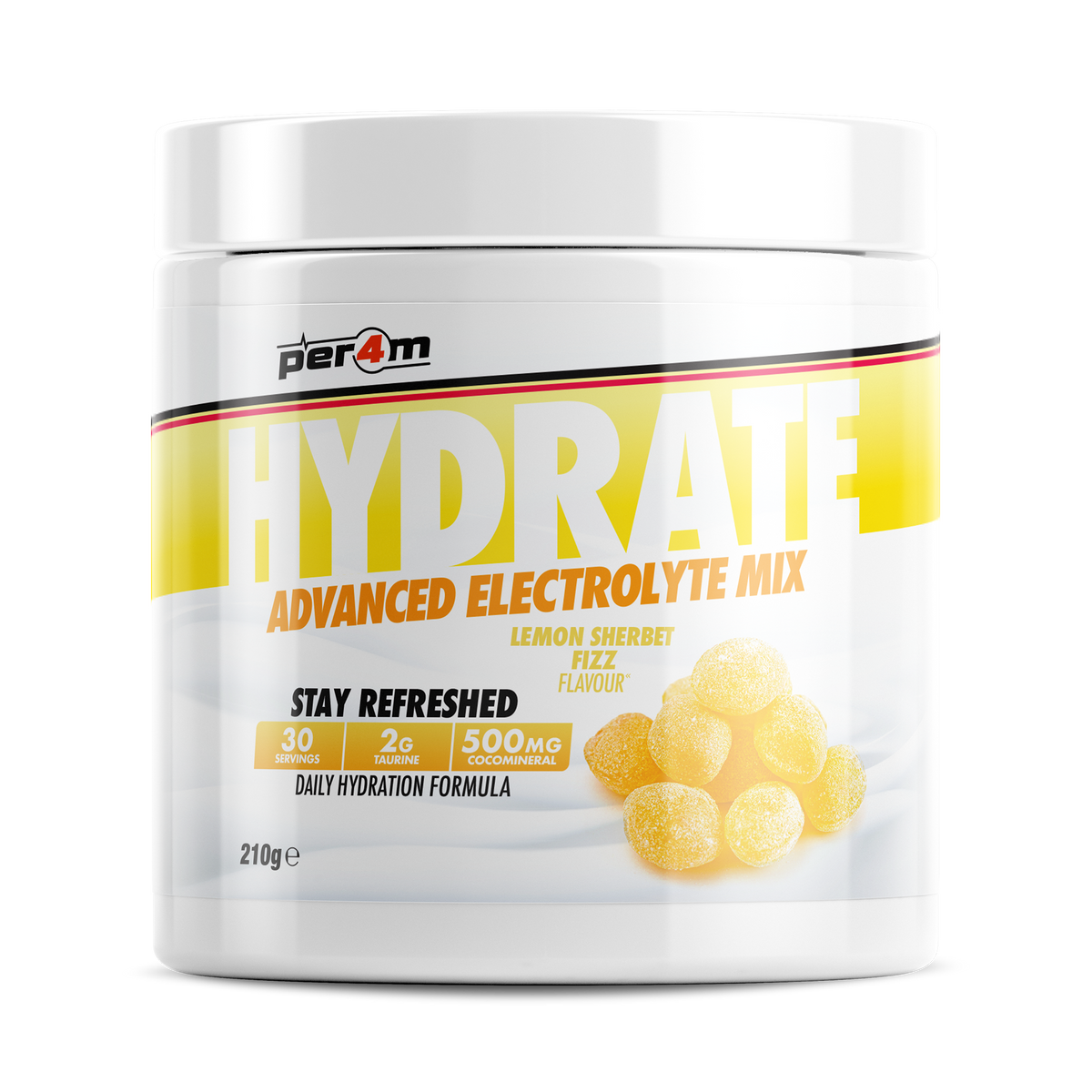 Per4m Hydration 210g — Lemon Sherbet Fizz — front of tub
