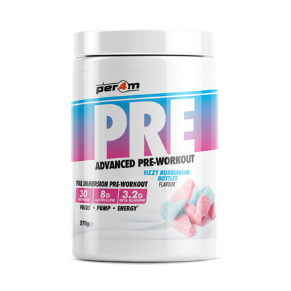 Per4m Pre 570g — Fizzy Bubblegum Bottles — front of tub