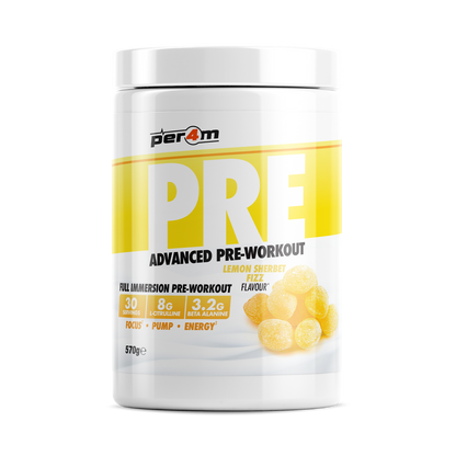 Per4m Pre 570g — Lemon Sherbet Fizz — front of tub