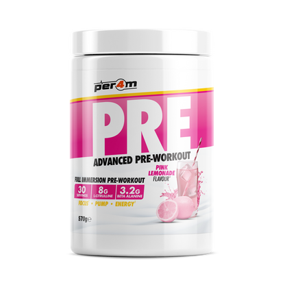 Per4m Pre 570g — Pink Lemonade — front of tub