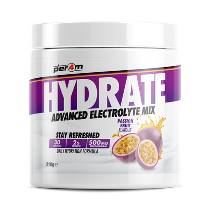 Per4m Hydration 210g — Passion Fruit — front of tub