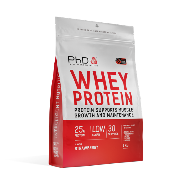 PhD Nutrition Powder Whey 1kg Strawberry packshot