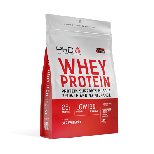 PhD Nutrition Powder Whey 1kg Strawberry packshot