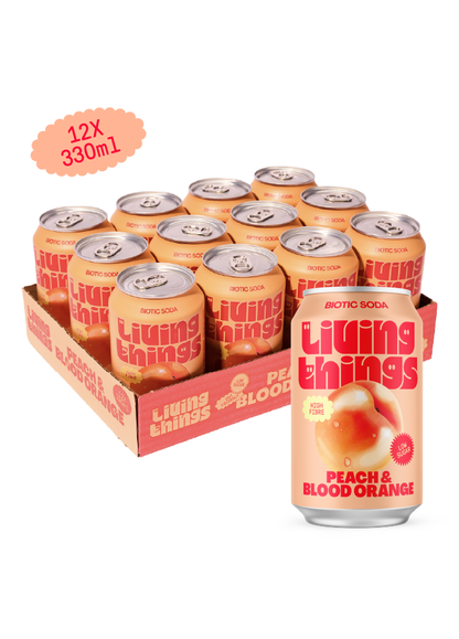 Living Things Prebiotic Soda 12x330ml - Peach & Blood Orange Soda