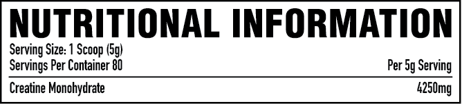 Per4m Creatine 400g — Blackberry — nutrition information