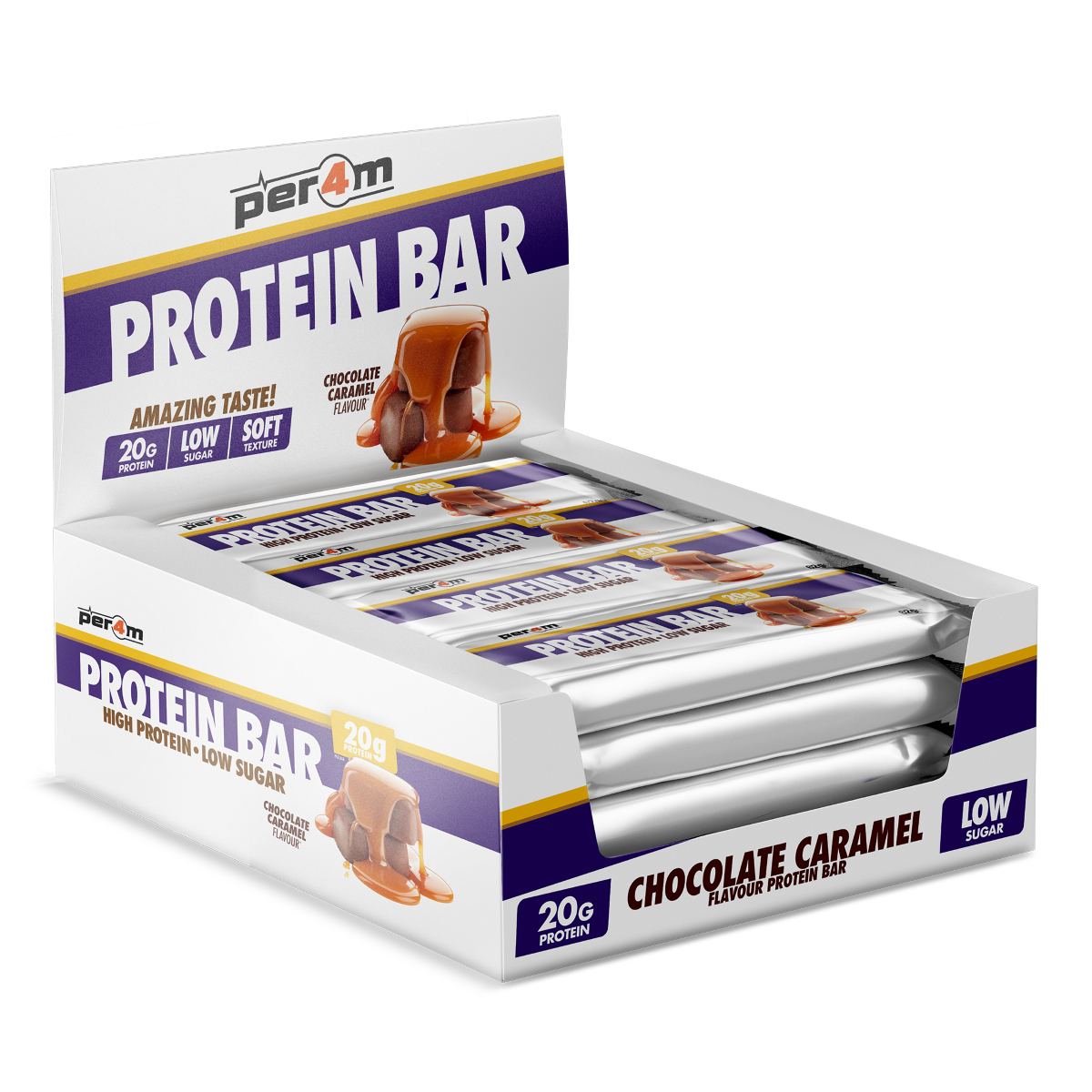 Per4m Protein Bar Chocolate Caramel 12x62g packshot