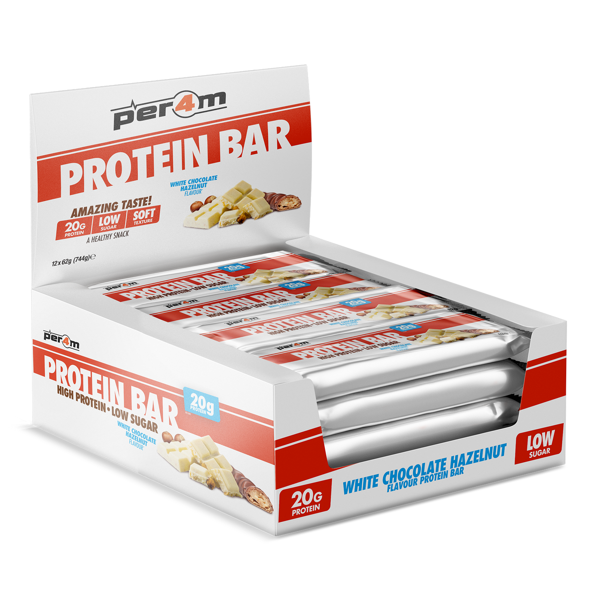 Per4m Protein Bar White Chocolate Hazelnut 12x62g packshot