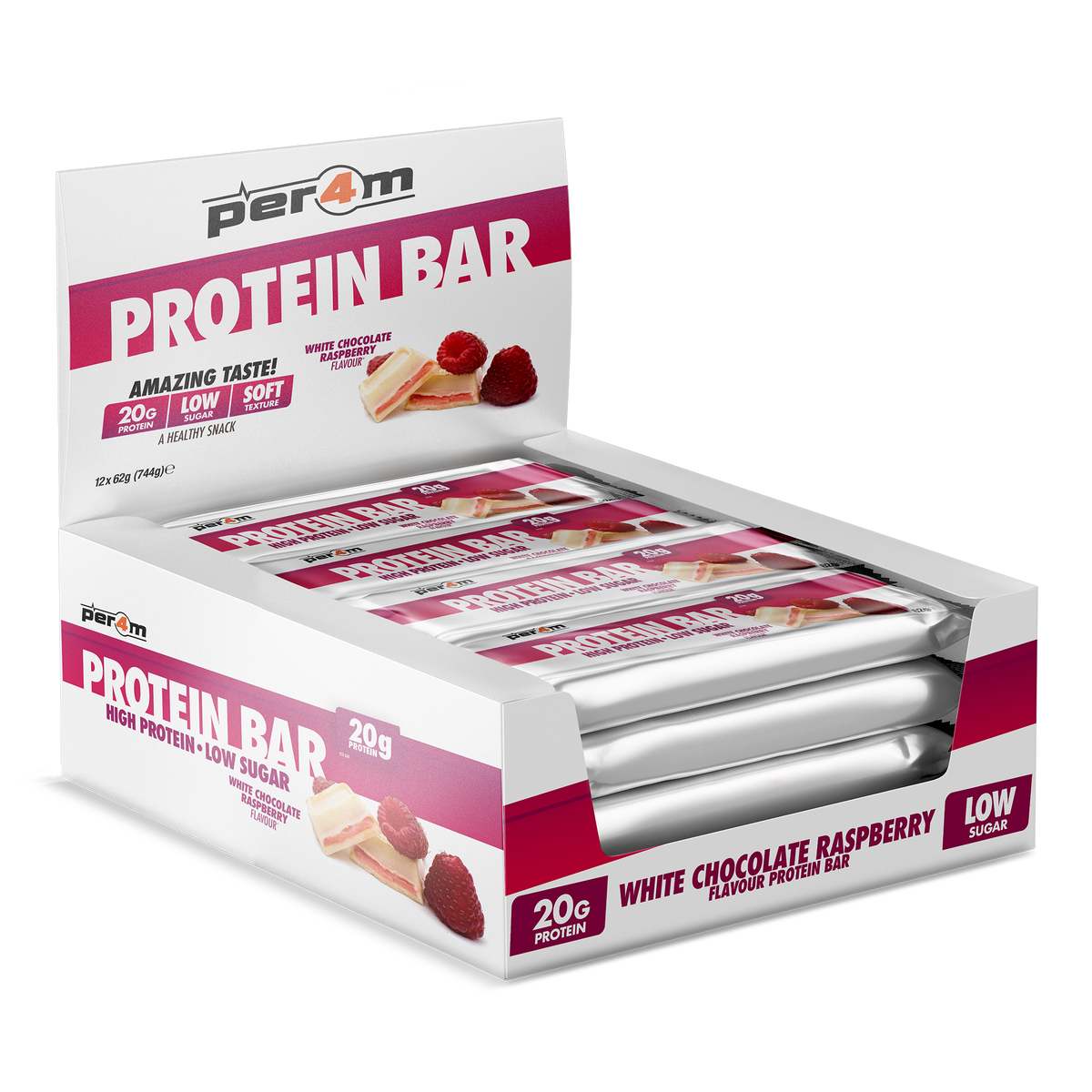 Per4m Protein Bar 12x62g White Chocolate Raspberry